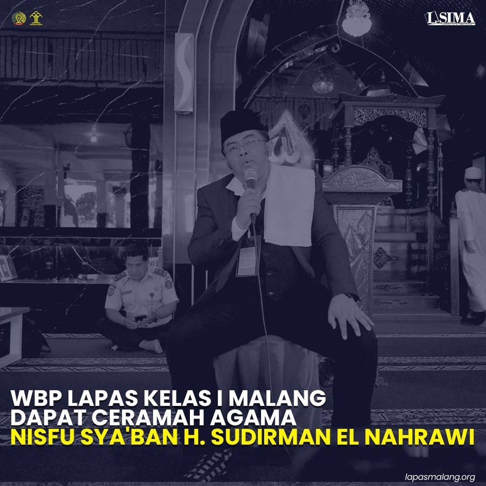 WBP Lapas Kelas I Malang dapat Ceramah Agama Nisfu Sya’ban Ustadz UIN Malang