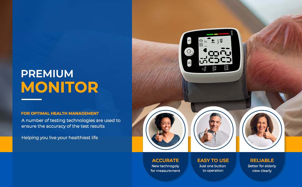 New Wrist Blood Pressure Monitor with Speaker, Blood Pressure Machine Has a  Large LCD Display Touch Screen, Digital Automatic Blood Pressure Cuff Wrist  Rechargeable, and Easy One-Touch Operation 