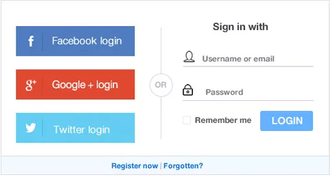 Alternative login pages on Facebook website.