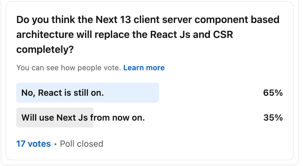 A Pole widget built with react Js || No third party libraries used ...