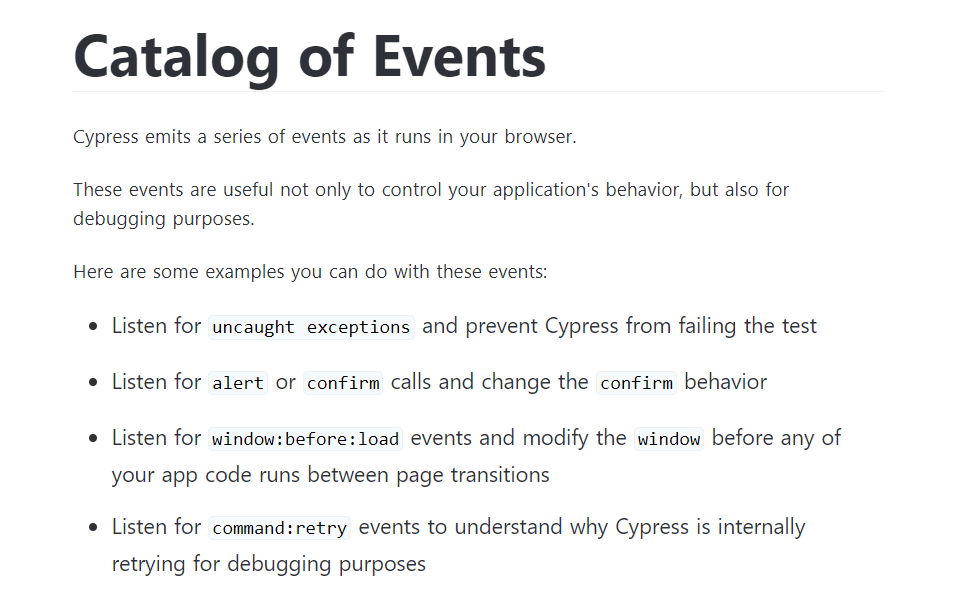 click  Cypress Documentation