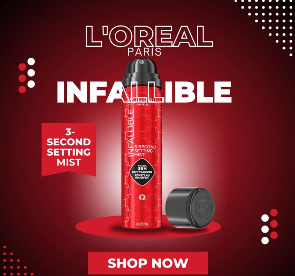 L’Oreal Paris Infallible 3Second Setting Spray Mist Perfect Your Makeup! by Beauty Elite