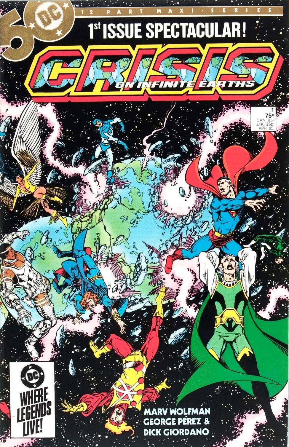Crisis on Ininite Earths (1985), by Marv Wolfman, George Pérez. DC COMICS