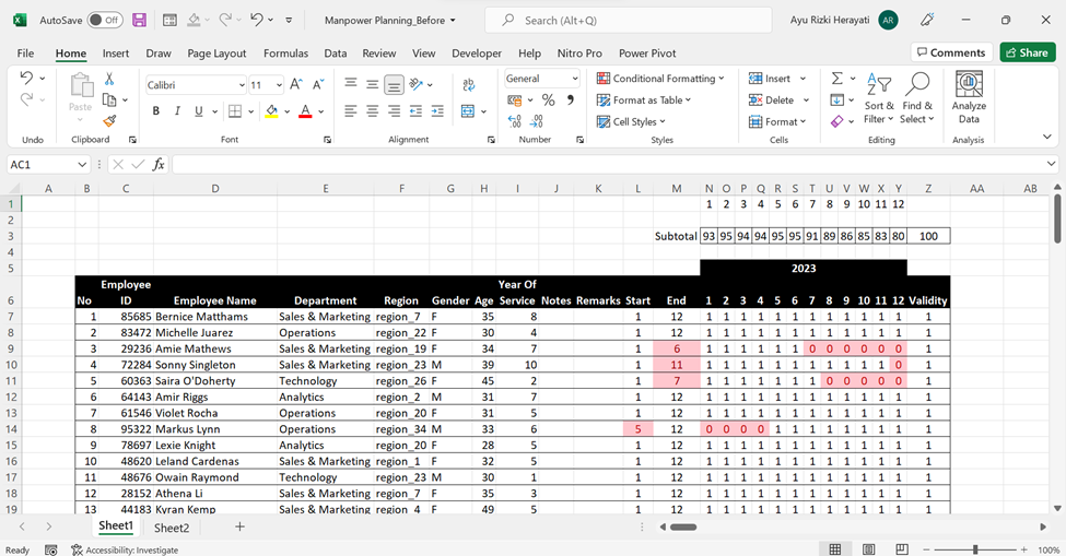 excel manpower planning template