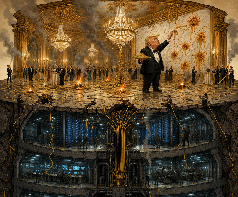 “Spaghetti at the wall & gasoline-soaked strings” image title, prompt, and editing by author, using by ChatGPT