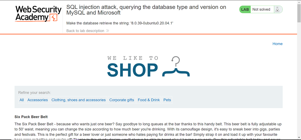 To solve this lab, we need to display the database version string for ...