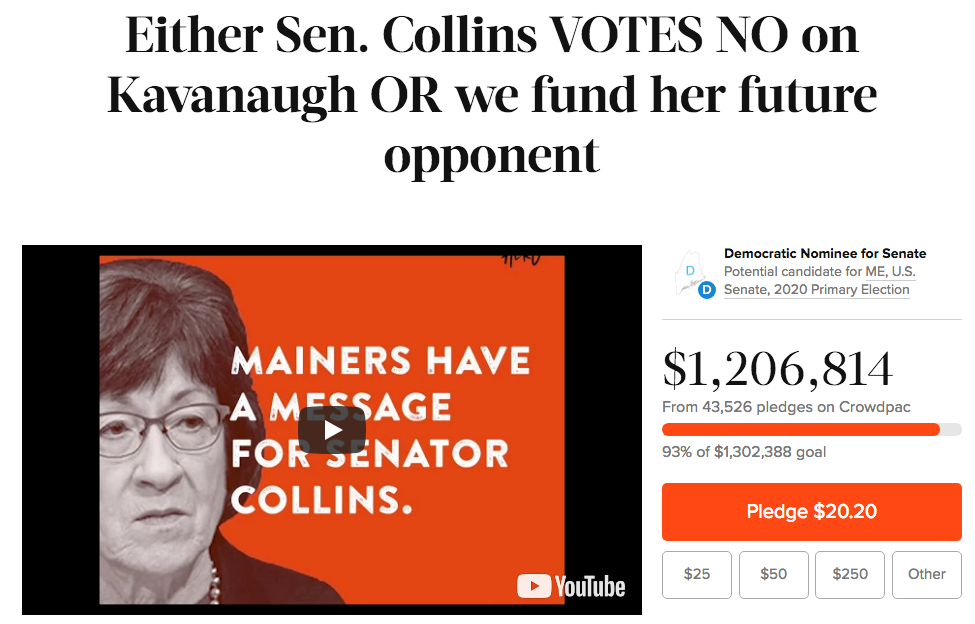 Senator Collins: Americans Are Trying to Speak to You, Not Bribe You