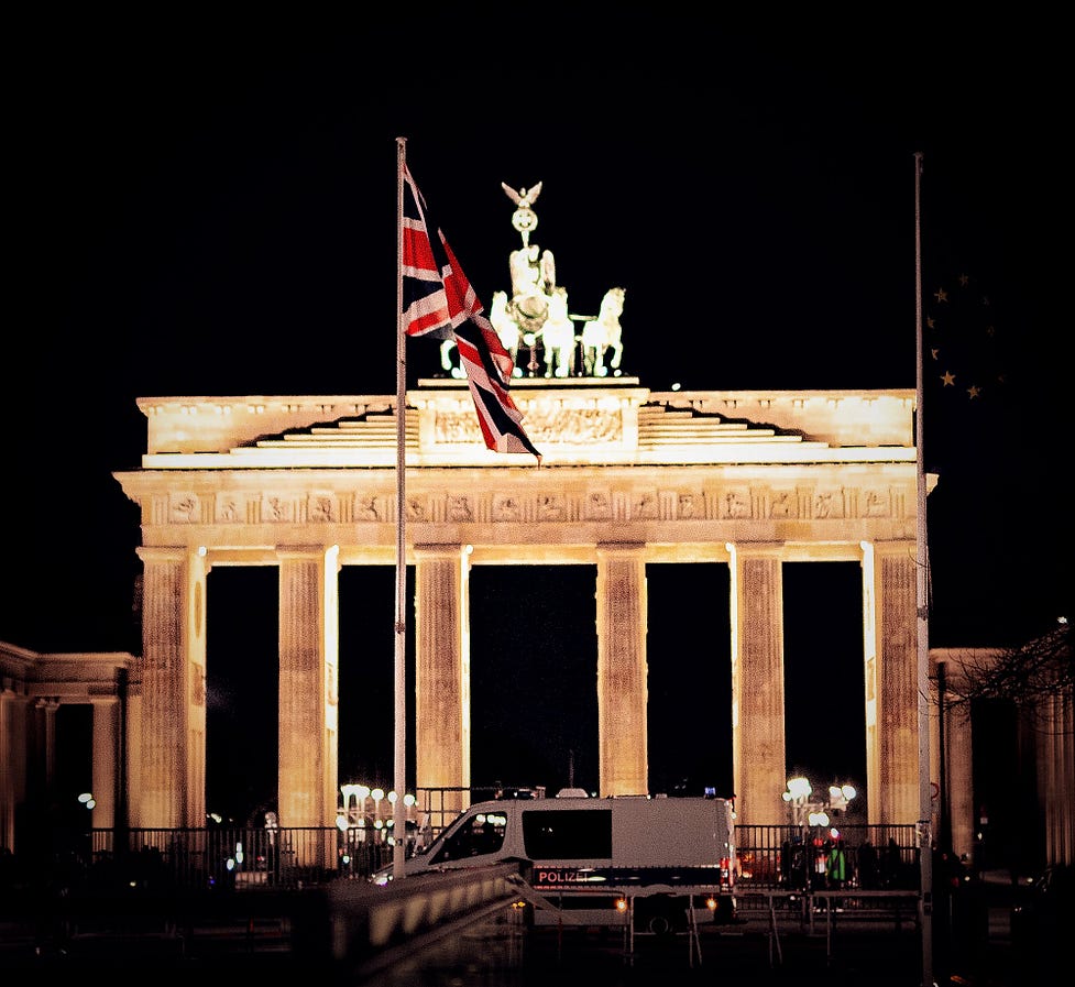 Brandenburg Gate with Union Jack, March 2023. Copyright; Sean P. Durham, Berlin, 2023