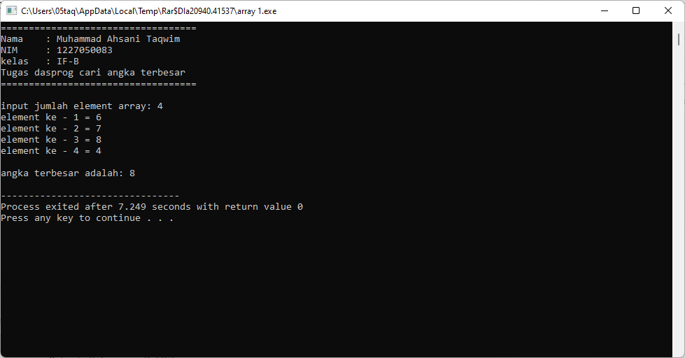 Mencari Angka Terbesara Pada Element Array C++ - Muhammad Ahsani Taqwim ...