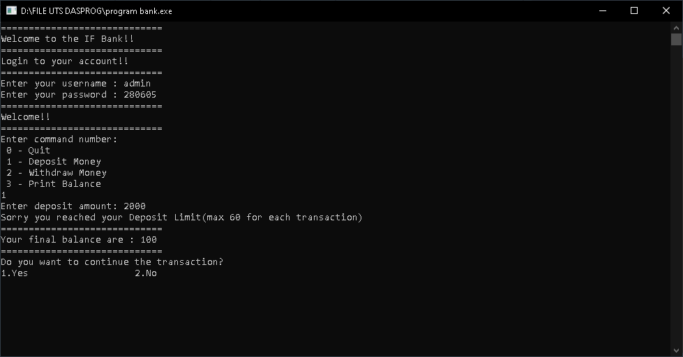 Program C++ Membuat ATM Bank. Muhamad Nopid Andriansyah-1227050091 | by ...