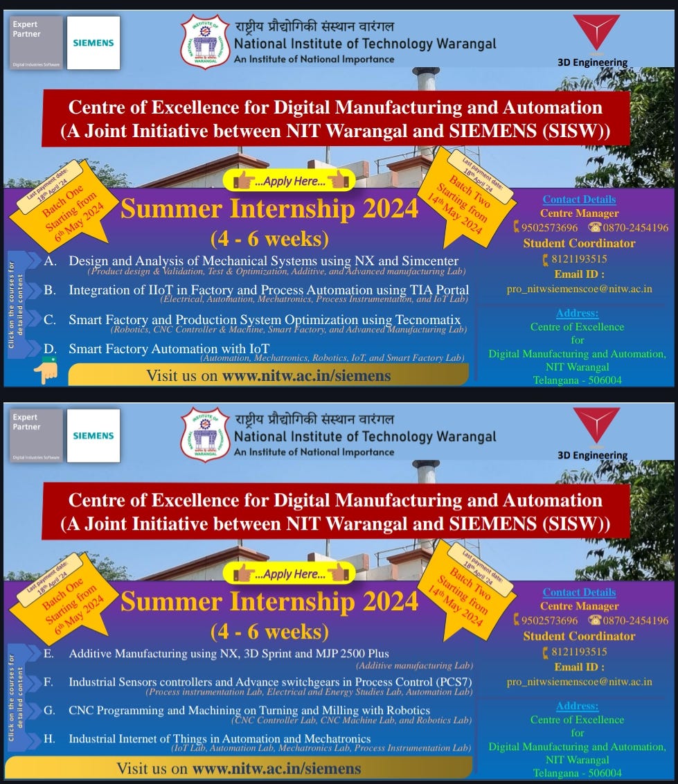 Summer Internship 2024 National Institute of technology warangal https