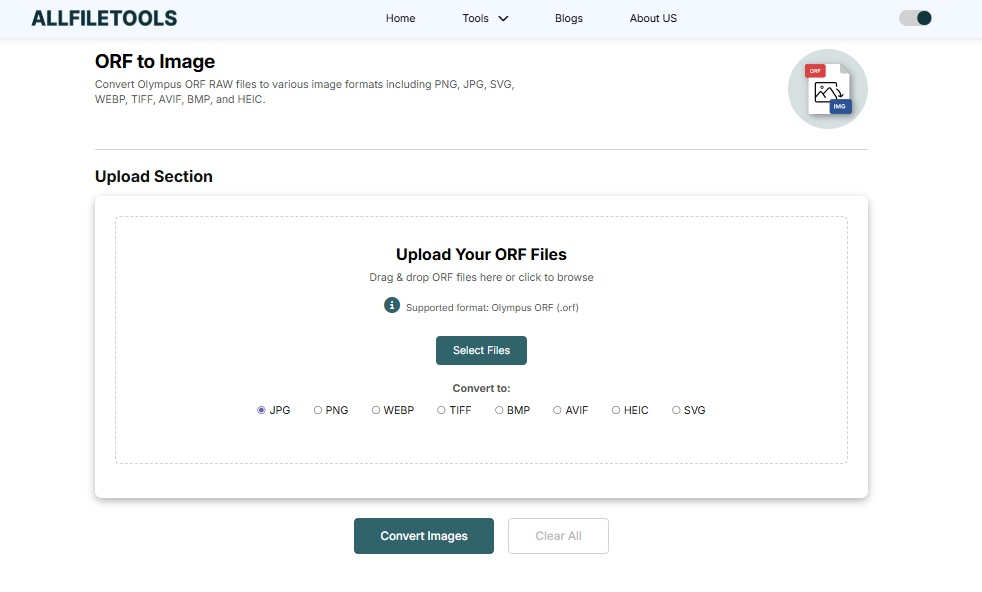 ORF to Image Converter — Convert Olympus RAW Files Online