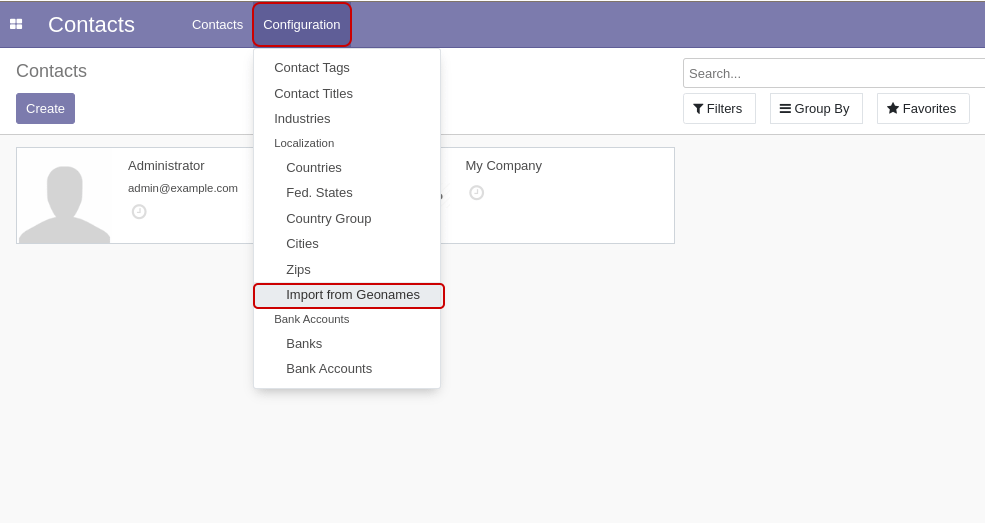 Open the “Import from Geonames“ Window