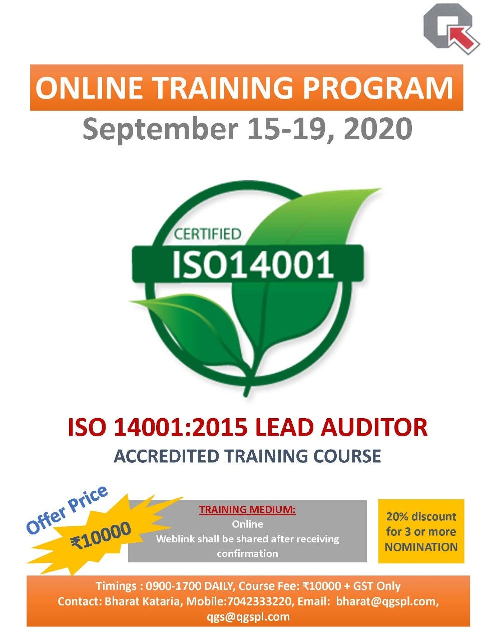 ISO 14001 Lead Auditor Training Course by Quality Growth Services Pvt ISO 14001 Lead Auditor Training Course by Quality Growth Services Pvt