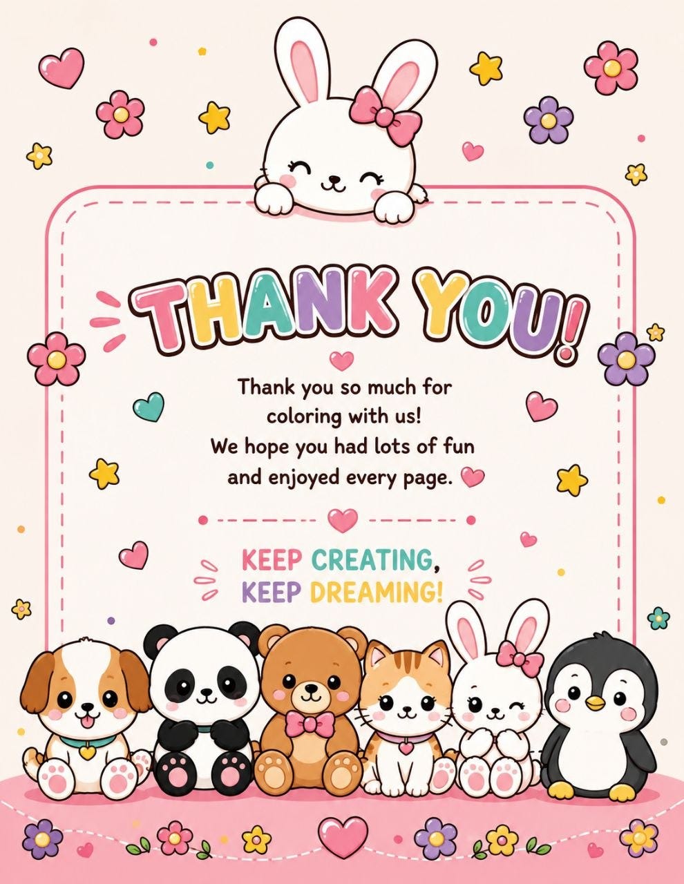🐾 Cute Animals Coloring Book for Kids