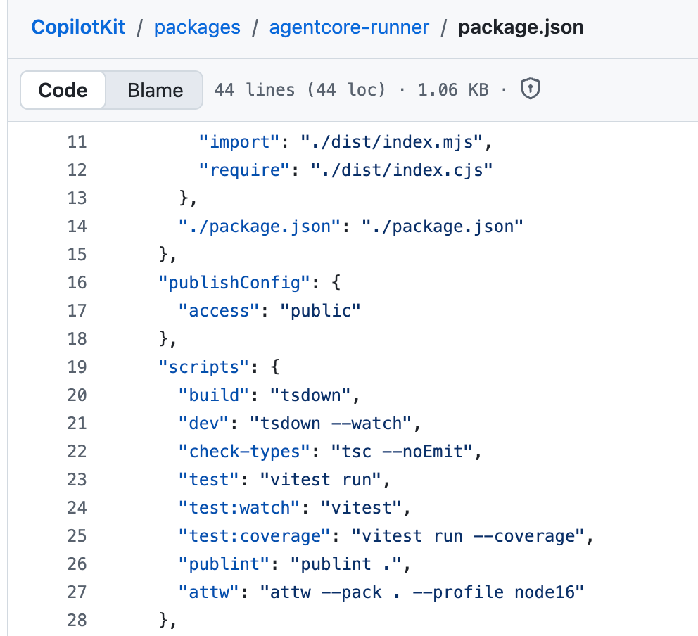 Publint usage in CopilotKit codebase.