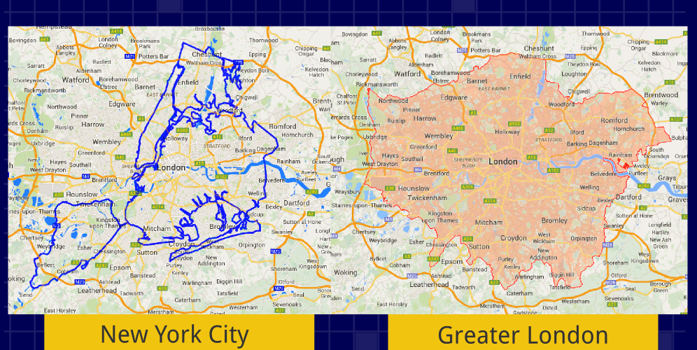Cool Map Overlays Show NYC&rsquo;s Size Compared To Other Major Cities 
