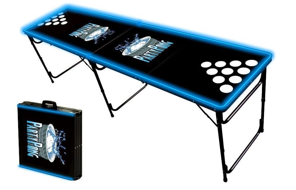 BEER PONG TABLE WITH SPEAKERS, LIGHTS, AND CUP HOLES